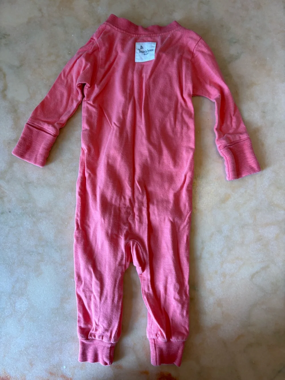 Burt’s Bees Baby Coral Pink Zip-Front Footless Onesie